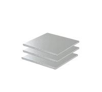 Piatto per torte Cake-Drum stabile, rettangolare, 20 x 20 cm, altezza 1,2 cm, per il trasporto di torte, riutilizzabile, stabile, argento
