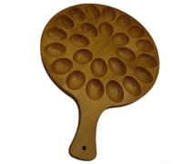 Piatto per uova alla diavola in legno con 24 fori, vassoio rotondo per servire le uova, centrotavola per feste, in legno di acacia, 40 x 29,5 cm, per alimenti e multifunzionale (per uova alla diavola