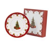 Piatto Piano con Decorazione Albero di Natale 27 cm in Porcellana con Gift Box