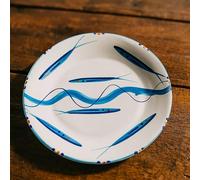 Piatto Piano in Ceramica Artigianale Ø 24 cm Stile Vietrese - Dipinto a Mano con Motivo Marino Pesci Azzurri - Piatto da Portata e Servizio Tavola Mediterranea - Complemento d’Arredo 0108251205