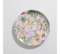 Piatto piano in ceramica con motivo vegetale multicolore