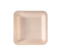 Piatto piano monouso - quadrato - 21,5 x 21,5 cm - legno - colore naturale - Sig