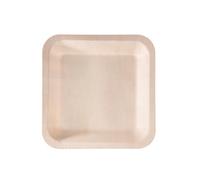 Piatto piano monouso - quadrato - 25 x 25 cm - legno - colore naturale - Signor