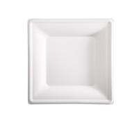 Piatto piano monouso - quadrato - 26 x 26 cm - canna da zucchero - bianco - Sign