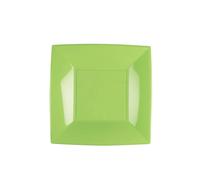 Piatto Piano Quadrato Riutilizzabile Verde Acido 23cm - 25pz