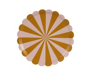 Piatto piatto rotondo 21 cm a righe marrone e rosa