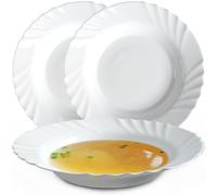 KADAX Piatti profondi realizzati in vetro indurito, set da 3 set, piastra di zuppa minimalista, piastra, piastra di pasta, pianura, ciotola di pasta, piastra da pranzo (∅ 23 cm, bianco)