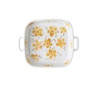 Piatto quadrato in ceramica con fiori dipinti a mano, resistente al calore, for la cottura del riso al forno a doppia spiga