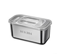 Piatto quadrato per frutta con doppio strato in acciaio inox Snack Box e coperchio per la conservazione degli alimenti, design impilabile per un uso efficiente in cucina