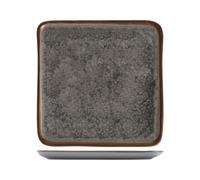 Piatto Quadro In Stoneware Velvet Cm26, Marrone E Nero, H&H