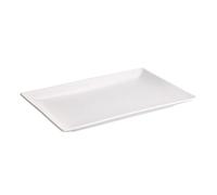 Piatto rettangolare da portata confezione da 6 pezzi in Gres 30x20 CM in colore bianco satinato bianco