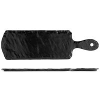 Piatto Rettangolare H&H Ardesia Porcellana Nero C/Manico Cm12X41,5