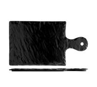 Piatto Rettangolare H&H Ardesia Porcellana Nero C/Manico Cm19X28
