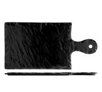 Piatto Rettangolare H&H Ardesia Porcellana Nero C/Manico Cm19X37