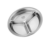 Piatto rotondo a 3 scomparti in acciaio inox per separare gli alimenti, salvaspazio, piatto da portata per cucina, accessori da pranzo, dormitorio, stoviglie con sezioni