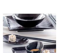 Piatto Rotondo fondo stoneware Gres SIRIUS 27xh5,5 cm Decorazione sotto smalto lavabile in lavastoviglie Nero Lucido nero