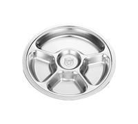 Piatto rotondo multi scomparto in acciaio inox, 28 cm, per la preparazione dei pasti, picnic all'aperto, ufficio, pranzo, forno a microonde, piatto da ufficio con scomparto per il pranzo