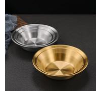 Piatto rotondo profondo in acciaio inossidabile progettato per servire cucina coreana, giapponese e sud-est asiatica (23 cm argento)