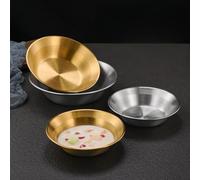 Piatto rotondo profondo in acciaio inossidabile progettato per servire cucina coreana, giapponese e sud-est asiatica (17 cm argento)