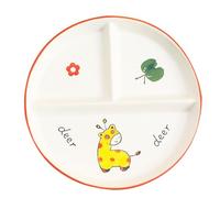 Piatto Scomparti Ceramica, Diviso in Tre per Dieta Adulti, per Snack, Insalata, Dessert (8 Pollici)