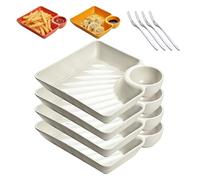 Piatto separato for salsa, 2026 Nuovi piatti for gnocchi con piattino, piatto da portata riutilizzabile for patatine e salse for antipasti, tacos, frutta e salumi(White)