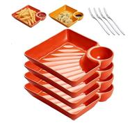 Piatto separato for salsa, 2026 Nuovi piatti for gnocchi con piattino, piatto da portata riutilizzabile for patatine e salse for antipasti, tacos, frutta e salumi(Orange)