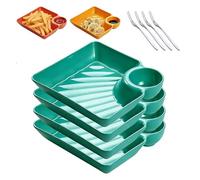 Piatto separato for salsa, 2026 Nuovi piatti for gnocchi con piattino, piatto da portata riutilizzabile for patatine e salse for antipasti, tacos, frutta e salumi(Green)