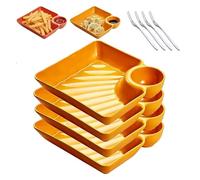 Piatto separato for salsa, 2026 Nuovi piatti for gnocchi con piattino, piatto da portata riutilizzabile for patatine e salse for antipasti, tacos, frutta e salumi(Yellow)