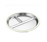 Piatto separatore in acciaio inox resistente al calore - Piatti piani divisi con base a ventosa - Piatti infrangibili per adulti - 23 cm (off-right)
