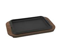 Piatto Servizio Carne Ghisa con Vassoio Legno 30x22 cm Multistrato - Ilsa- Risto
