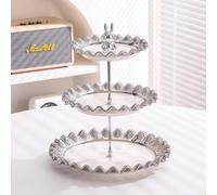 Piatto Snack Frutta Secca Snack Piatto Frutta Secchi Portafrutta Vintage Europeo Vassoio Frutta Decorazioni Piatto Frutta in Ceramica Due Strati di Frutta Tre Strati, Silver Color, Three Floors