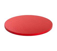 Piatto SottoTorta Rigido Vassoio Tondo Ø 40cm - Cake Board Rosso - Altezza 1,2cm- Ideale Come Decoro per trasportare e Portare Torte Decorate con Il Cake Design e con sculture in Pasta di Zucchero