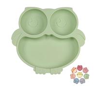 piatto svezzamento per svezzamento neonati, Ciotola per bambini con ventosa antiscivolo, Ciotola in Silicone Con Ventosa per Bebè e Bambini, Plastic Free, BPA Free (Verde)