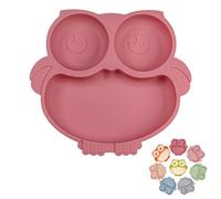 piatto svezzamento per svezzamento neonati, Ciotola per bambini con ventosa antiscivolo, Ciotola in Silicone Con Ventosa per Bebè e Bambini, Plastic Free, BPA Free (Rosa B)