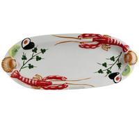 PIATTO VASSOIO OVALE ARAGOSTA DA PORTATA CONCHIGLIE MARE PESCE CERAMICA 5021 cm