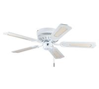 Piatto Ventilatore da Soffitto con Cavo Tirare Liane 132 CM Bianco IN Rattan [EEK: Non valutato]
