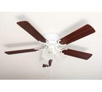 Piatto Ventilatore da Soffitto con Luce Kisa Deluxe Bianco 105 CM Catena & Noce