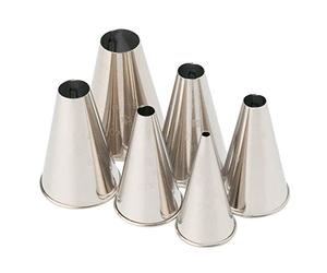 PIAZZA - 6 Beccucci Sac a Poche Riutilizzabili in Acciaio Inox Per Realizzare Decorazioni su Dolci, Torte, Cioccolatini. Bocchette per Pasticceria - 6 Beccucci Foro Tondo, Diverse Misure