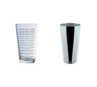 PIAZZA Bicchiere per Boston Shaker - Capacità 474 ml - in Vetro Graduato & Boston Shaker in Acciaio Inox - 900Ml