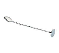 PIAZZA Cucchiaio Miscelatore da Cocktails con Pestello Base Piatta per utilizzo professionale e domestico- in Acciaio Inox - 27Cm - Argento (grigio)