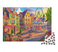 Piazza del villaggio Puzzle 1000 Pezzi In cartone Spesso, Un Tangram Per Enigma Per Lo Stress Relief, Ideale Per Quadro Fai Da Te, Regalo Di Compleanno Perfetto 70x50cm/1000pcs