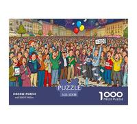 Piazza della città di Capodanno Puzzle in Legno Impermeabile DIY Puzzles Da 1000 Pezzi Regali Per Adulti Colorati Giochi Di Impegnativi