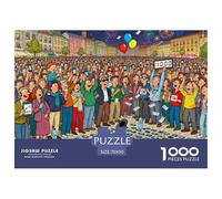 Piazza della città di Capodanno Puzzle in Legno Impermeabile DIY Puzzles Da 1000 Pezzi Regali Per Adulti Sfidanti E Rompicapo Giochi Di Impegnativi