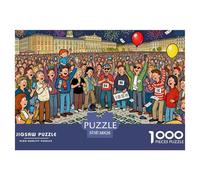 Piazza della città di Capodanno Puzzle in Legno Impermeabile Puzzles Da 1000 Pezzi Regali Per Adulti Divertenti Giochi Di Impegnativi