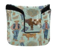 Piazza Mallet Putter Cover Magnetica Snap Golf Accessori per la maggior parte delle marche Impermeabile PU Pelle Pittura Art Green Western Cowboy