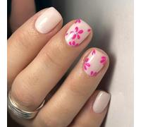 Piazza Premere Su Unghie Fiore Colle Finte Su Acrilico Artificiale 12 Dimensioni 24pcs Stick On Per Le Donne Su Nail Bara Mandorla Francese Tip On Nail