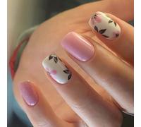 Piazza Premere Su Unghie Fiore Colorato Colle Finte Acrilico Artificiale 12 Dimensioni 24pcs Stick Nail Bara Mandorla Punta Francese Nail