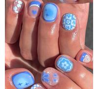 Piazza Premere Su Unghie Fiore Unghie Finte Colle Su Acrilico Artificiale 12 Formato 24pcs Bastone Per Le Donne Design Un