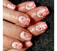 Piazza Premere Su Unghie Fiore Unghie Finte Colle Su Acrilico Artificiale 12 Formato 24pcs Stick Per Le Donne Premere Chiodo Bara Mandorla Francese Tip Nail