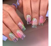 Piazza Premere Su Unghie Fiore Unghie Finte Colle Su Acrilico Artificiale 24pcs Bastone Per Le Donne Ragazze